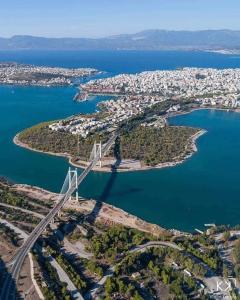 an aerial view of a bridge over a body of water at Iliahtida in Chalkida