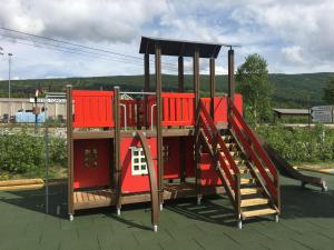 a set of playground equipment on a roof at Øen Turistsenter Apartments in Geilo