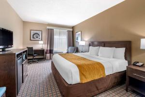 Comfort Inn & Suites في سينسيناتي: غرفه فندقيه سرير كبير وتلفزيون