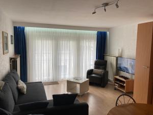 科克賽德－巴德的住宿－My Fair - Koksijde，带沙发、椅子和电视的客厅