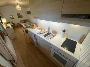 Kuchyň nebo kuchyňský kout v ubytování Studio avec sauna - 300m des pistes