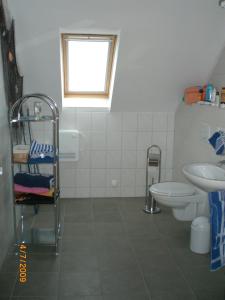 a bathroom with a toilet and a sink at Fewo Ückeritz in Ueckeritz