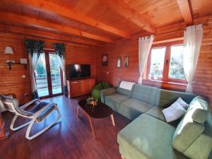 馬科帕伊的住宿－Forest house Masha，带沙发和电视的客厅