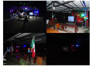 un gruppo di 4 immagini di una camera con luci di Hostal Villas Mexico a San Juan del Sur