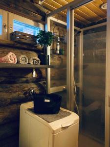 a bathroom with a shower and a toilet in a room at Holiday Home Ruka Etelärinne 10 B in Ruka