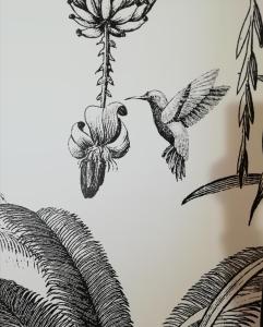 dessin d’oiseaux et de fleurs sur un mur dans l'établissement Ca'Joleo - Relax in Campagna del Lago di Garda, à San Giorgio in Salici