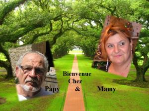 a man and a woman standing in a park at Chez Papy et Mamy in Saint-Chef
