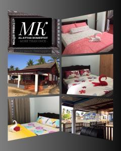 a collage of pictures of a bed and a house at MK AL-ATTAS HOMESTAY - KUALA BESUT in Kampong Nail