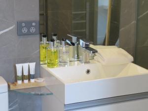 a bathroom with a sink and a mirror at Lakeview Studio B - Lake Tekapo in Lake Tekapo