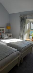 a bedroom with two beds and a window at AnTig beag in Kilmacthomas