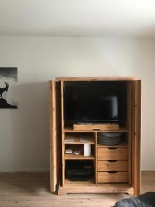 Uma televisão e/ou sistema de entretenimento em AAA Chalet Allegra RoJo with Mountain view