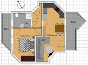 班辛海的住宿－Duenenresidenz Bansin，房屋平面图