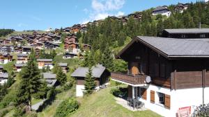 un pueblo de montaña con casas en una colina en Chalet Foresta en Bettmeralp