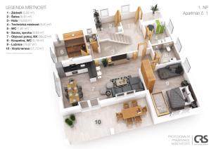 Plan piętra w obiekcie Apartmány Plešivec