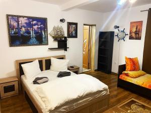 Un pat sau paturi într-o cameră la Casa La Angela