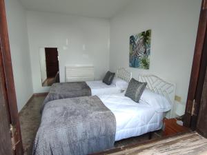 a bedroom with two beds and a mirror at Mirador del Risco in Órzola