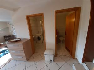 a bathroom with a sink and a toilet in a room at Ferienwohnung Pfaffenweiler Villingen Schwenningen in Villingen-Schwenningen +18 photos
