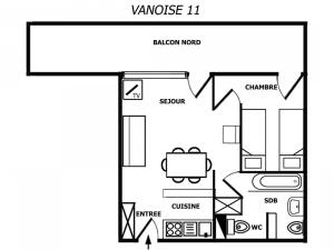 مخطط طوابق Appartement Méribel, 2 pièces, 4 personnes - FR-1-182-60