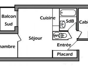 Appartement Les Saisies, 2 pièces, 6 personnes - FR-1-293-126の見取り図または間取り図