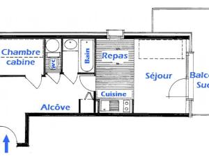 Appartement Les Saisies, 2 pièces, 5 personnes - FR-1-293-140の見取り図または間取り図