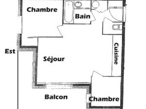 Appartement Les Saisies, 2 pièces, 6 personnes - FR-1-293-102の見取り図または間取り図