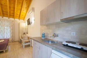 a kitchen with a sink and a counter top at VOULA STUDIOS in Skiathos