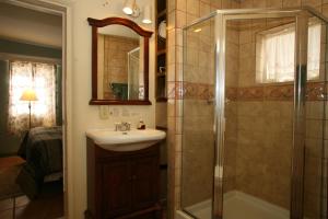 a bathroom with a sink and a shower at Spirit Tree Inn B&B in Patagonia