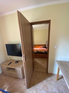 Televízia a/alebo spoločenská miestnosť v ubytovaní Apartmány F - chata SVOBODĚNKA