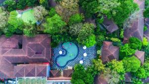 Letecký snímek ubytování Elephant Court Thekkady