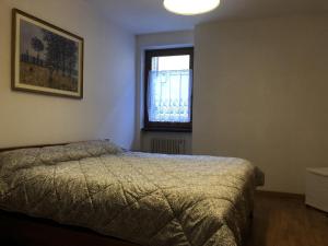 een slaapkamer met een bed en een raam bij 017 Trilocale, Pinzolo in Pinzolo