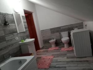 a bathroom with two toilets and a sink at Casa Dana in Borsa