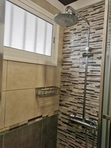 コスタ・デル・シレンチオにあるApartment Chaparralの石壁のバスルーム(シャワー付)