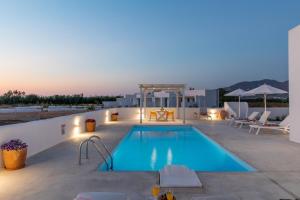 a swimming pool on the roof of a house at Naxian Lounge Villas in Naxos Chora