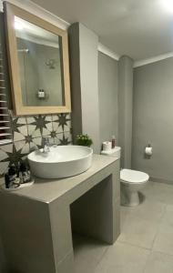 ein Bad mit einem Waschbecken und einem WC in der Unterkunft Rest at Lieben in Bloemfontein