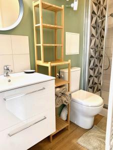 a bathroom with a toilet and a sink at LE DUMON 3 - Studio NEUF LUMINEUX - Balcon - WiFi - Gare 200m in Agen