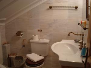 a bathroom with a toilet and a sink at Merlot Village Rental Apartments in Kariá