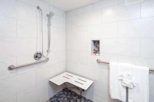 A bathroom at Travelodge by Wyndham Harbor City