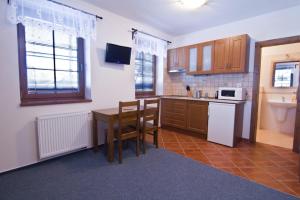 Kuchyň nebo kuchyňský kout v ubytování Apartmány Udatný