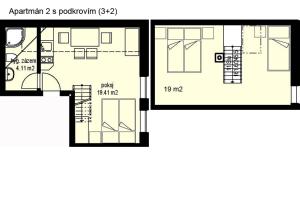 Půdorys ubytování Apartmány Udatný