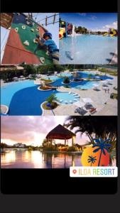 a collage of four pictures of a resort at Residence Iloa Resort in Barra de São Miguel