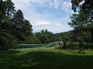 a volleyball net in the middle of a grass field at Trzy Strumyki in Kąty Bystrzyckie +142 photos