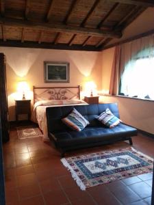 Podere Lamaccia - bed and kitchinette في شيتونا: غرفة معيشة مع سرير وأريكة