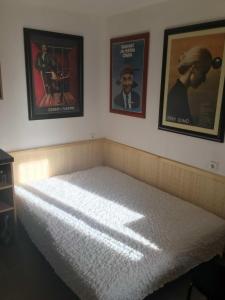 Postel nebo postele na pokoji v ubytování Malé útulné studio s koupelnou a kuchyňkou