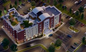 an overhead view of a large building at Candlewood Suites - Asheville Downtown, an IHG Hotel in Asheville