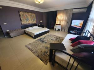 Кровать или кровати в номере Sunny Studios in New Cairo