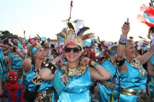 a group of people dressed in costumes at a carnival at Apartments Panorama in Senj