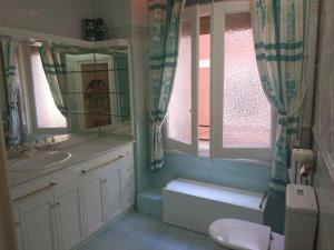 a bathroom with a sink and a toilet and a mirror at Acogedor piso en pleno centro de Zaragoza in Zaragoza