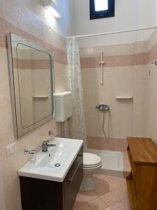 アレーツィオにあるTavernetta Chiaro di Lunaのバスルーム(洗面台、トイレ、鏡付)