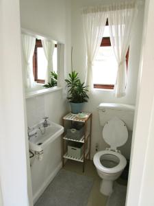 a bathroom with a toilet and a sink at Sherwood Garden in Cape Town