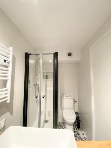 Bathroom sa L'OREE DE DEAUVILLE, CHARMANT DUPLEX PROCHE PLAGE